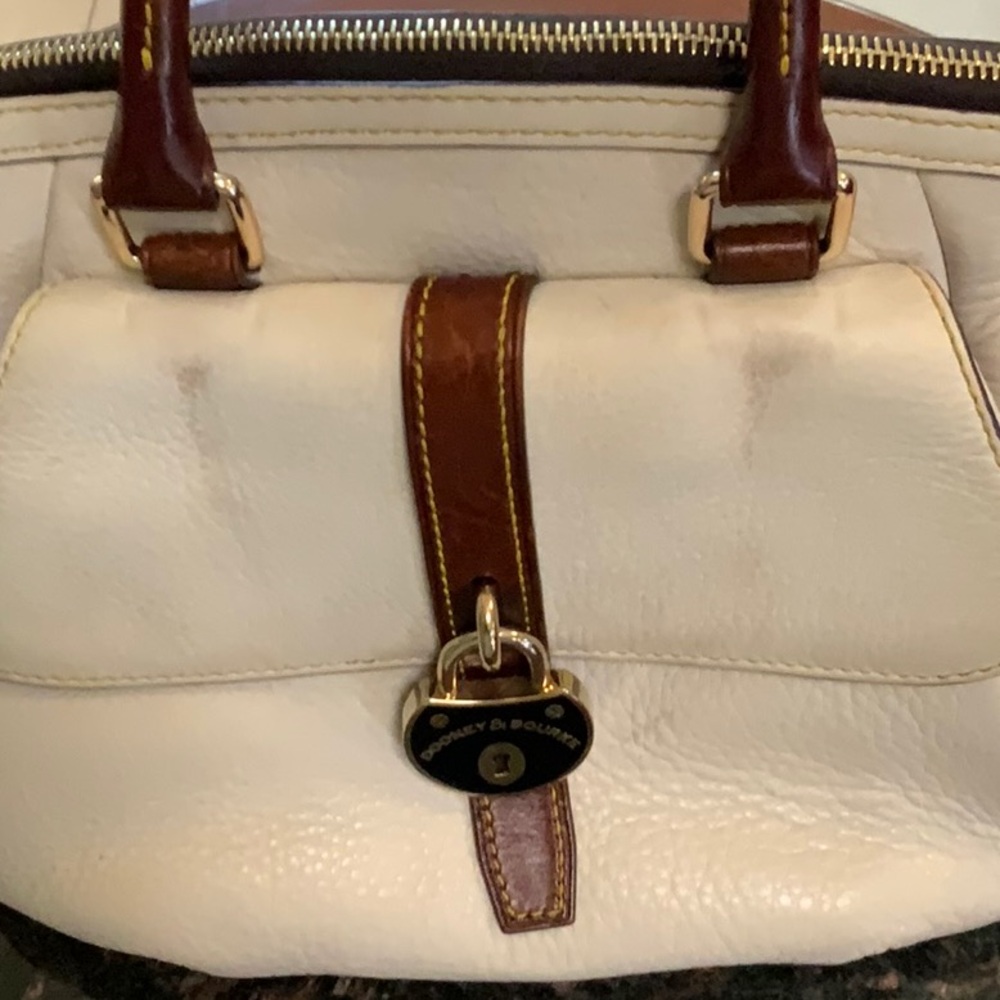 Dooney & Bourke Cream and Brown Leather Crossbody / Hand Bag - Picture 11 of 12